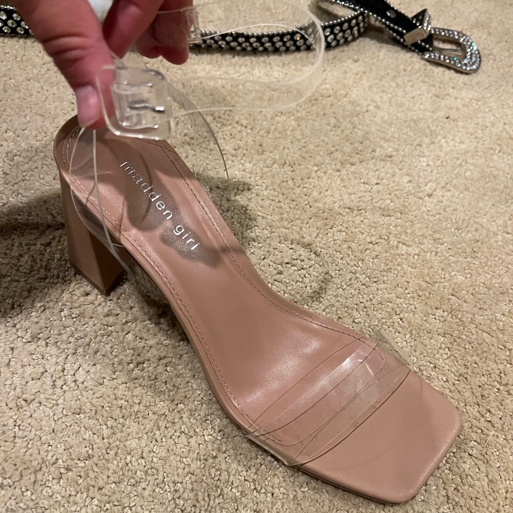 Madden Girl clear strap heels